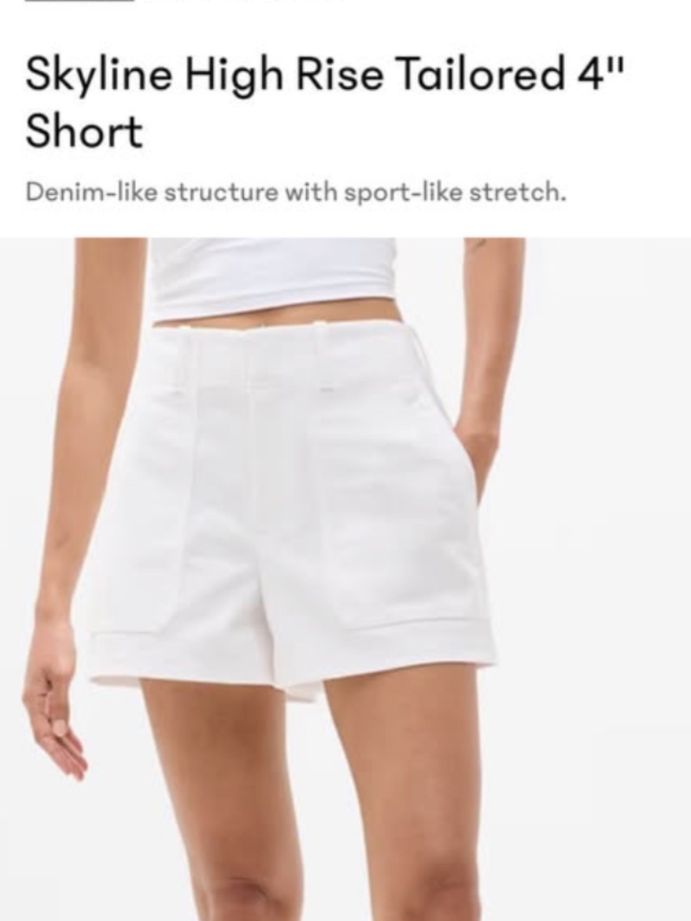 Athleta Skyline High Rise Tailored 4" Short Size 0 White